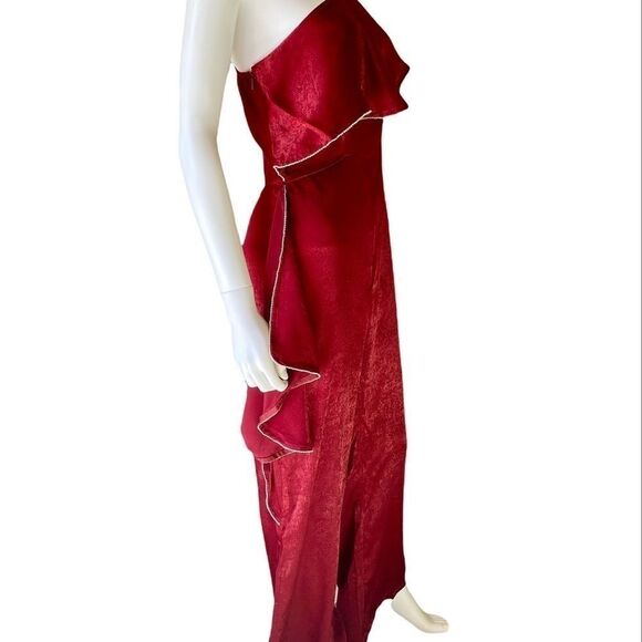 NWT Lulumari One Shoulder Wide Leg Jumpsuit w/ Rhinestone Detail - Picture 2 of 6